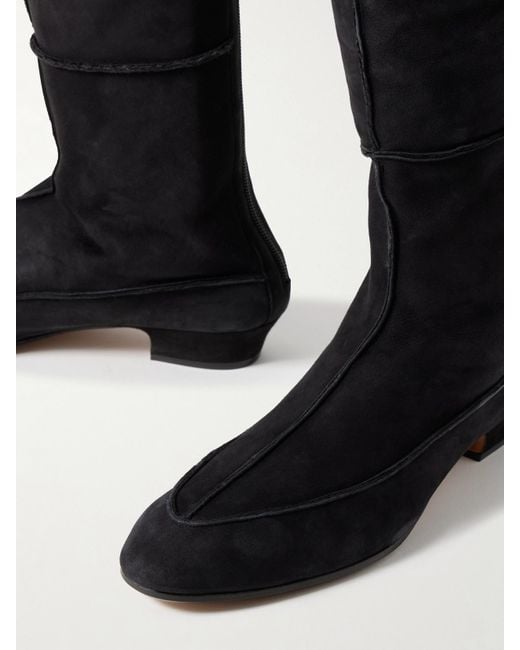 The Row Black Hereditas Shearling Over-The-Knee Boots