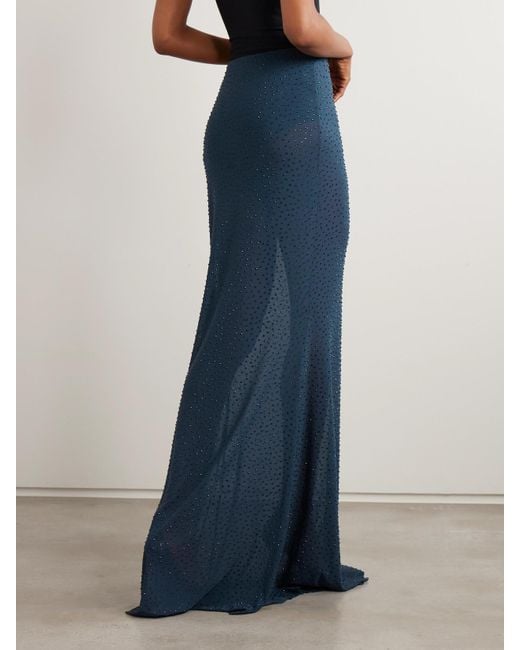 Rebecca Vallance Blue Elivera Maxirock Aus Stretch-Tüll Mit Kristallen