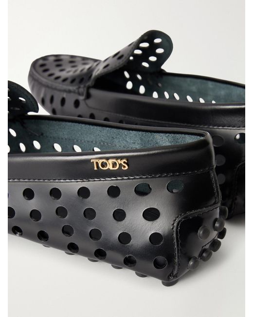 Tod's Black Gommino 22L Cut-Out Leather Loafers