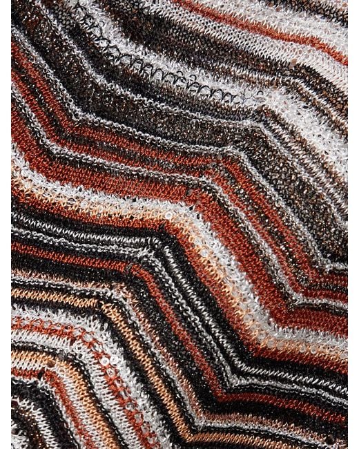 Missoni Brown Sequin-Embellished Striped Metallic Crochet-Knit Tank