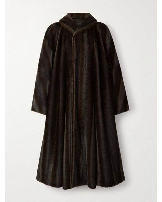 Balenciaga Black Mantel Aus Plüschmaterial Mit Gürtel