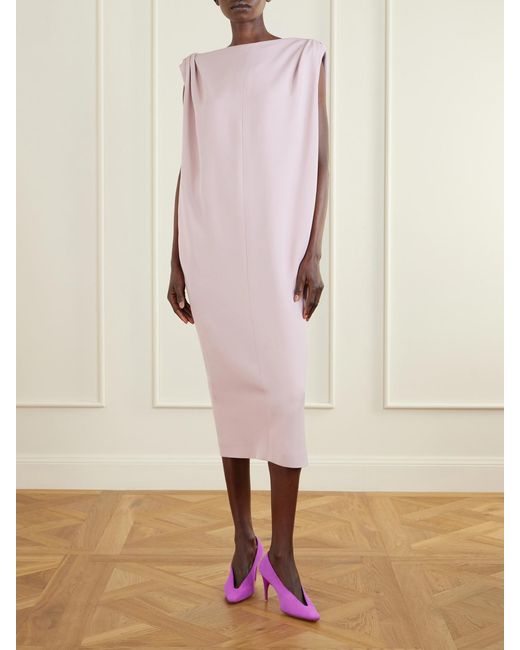 Balenciaga Pink Sack Silk And Wool-Blend Cady Midi Dress