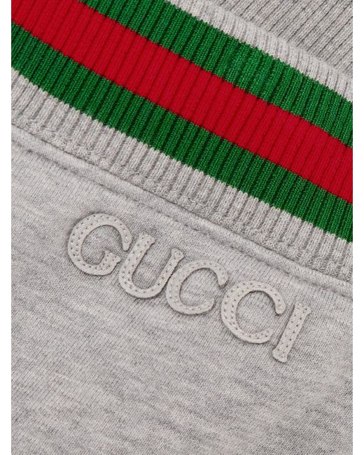 Gucci Gray Jogginghose Aus Baumwoll-Jersey Mit Streifen Und Applikation