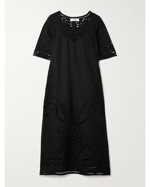 Sea Black Lula Broderie Anglaise Voile Midi Dress