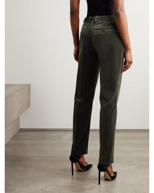 Tom Ford Green Hose Mit Geradem Bein Aus Samt Aus Einer Baumwollmischung