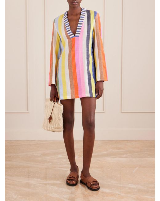 Lemlem White Raey Striped Cotton-Blend Mini Dress