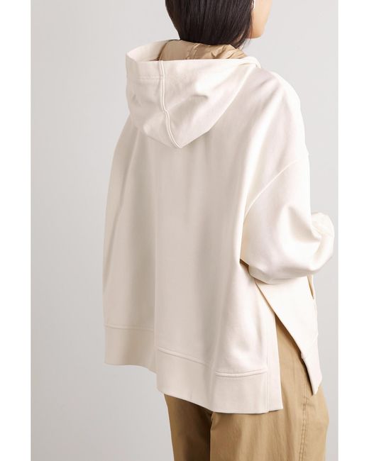 Moncler Natural Lace-Up Cotton-Blend Jersey Hoodie