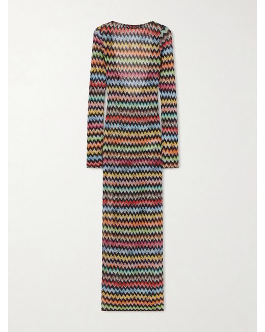 Missoni White Striped Metallic Crochet-Knit Cover-Up