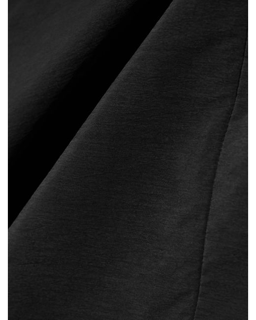 Calvin Klein Black Lynn Draped Wool Crepe De Chine Midi Dress