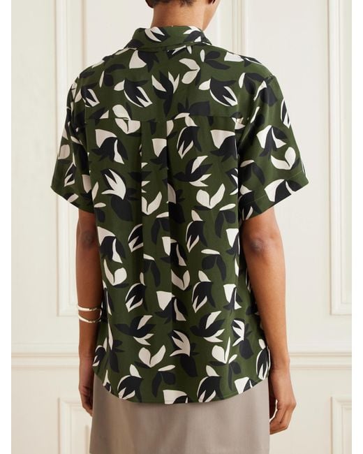 Matteau Black Hemd Aus Seiden-Crêpe Mit Print