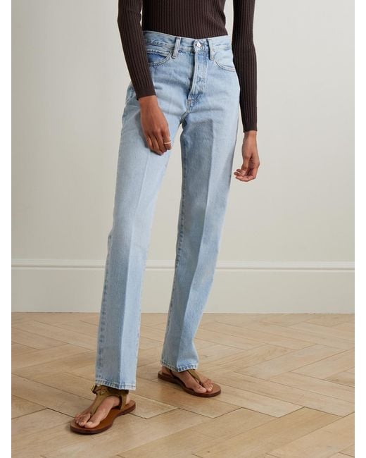 FRAME Blue The Vertical High-Rise Straight-Leg Jeans