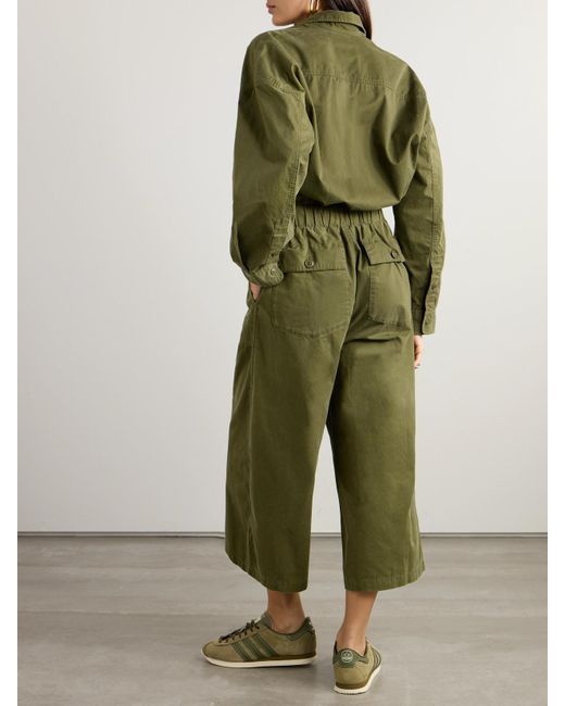 Denimist Green Utility Belted Cropped Denim Jumpsuit