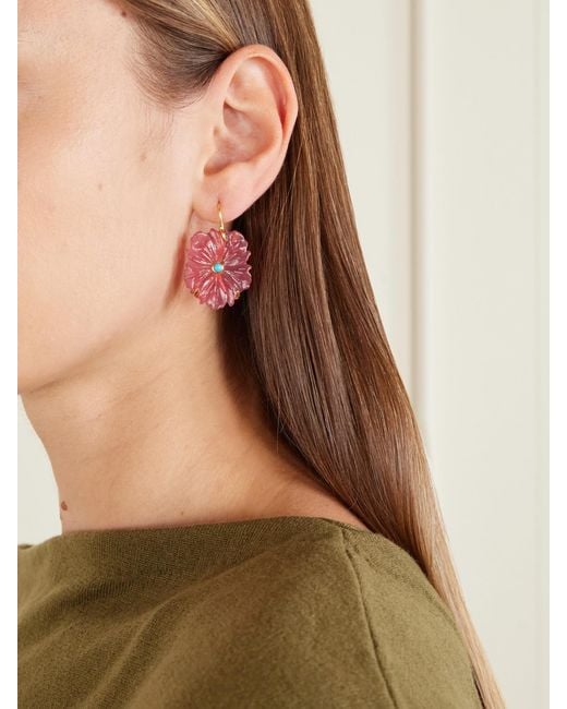 Lizzie Fortunato Pink New Bloom-Plated, Glass And Earrings