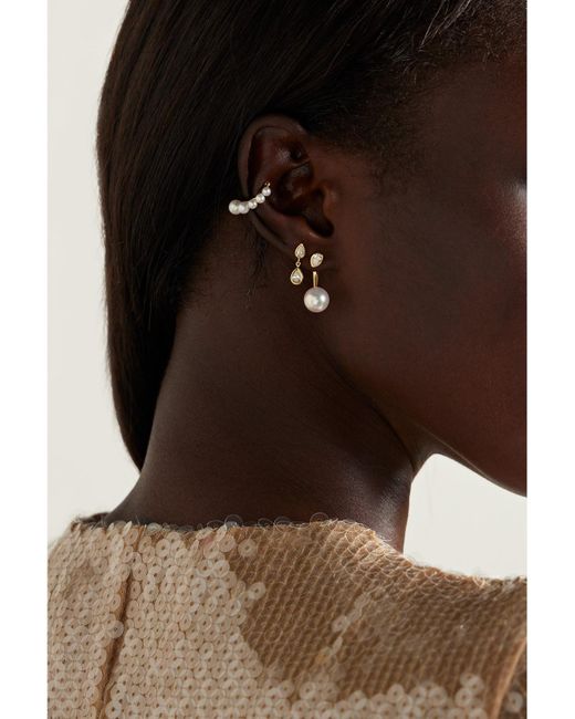 Mizuki Natural 14-Karat, Pearl And Diamond Earrings