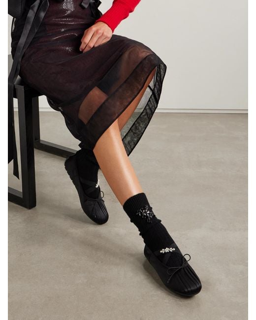 Simone Rocha Black Socken Aus Einer Gerippten Wollmischung Mit Kristallen