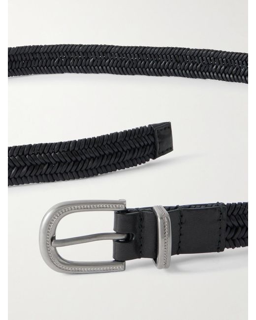 Brunello Cucinelli Black Woven Leather Belt