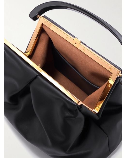 Dries Van Noten Black Pleated Leather Tote