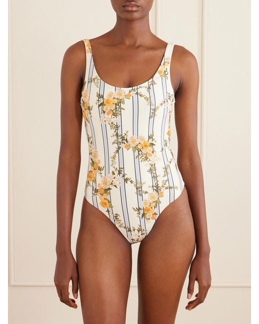 Agua Bendita Metallic Gema Valle Bead-Embellished Printed Stretch Recycled Swimsuit