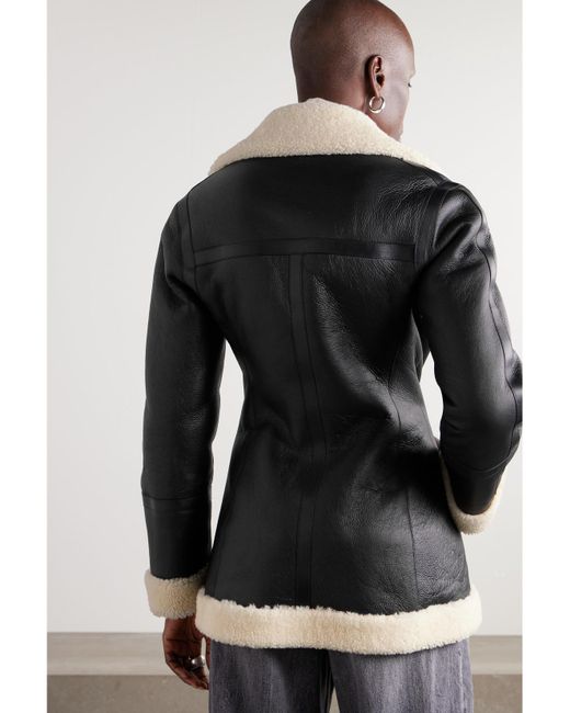 Tod's Black Double-Breasted Shearling Jacket