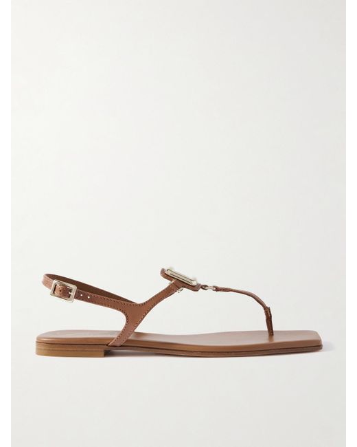 Roger Vivier Natural Viv By The Sea Embellished Leather Sandals