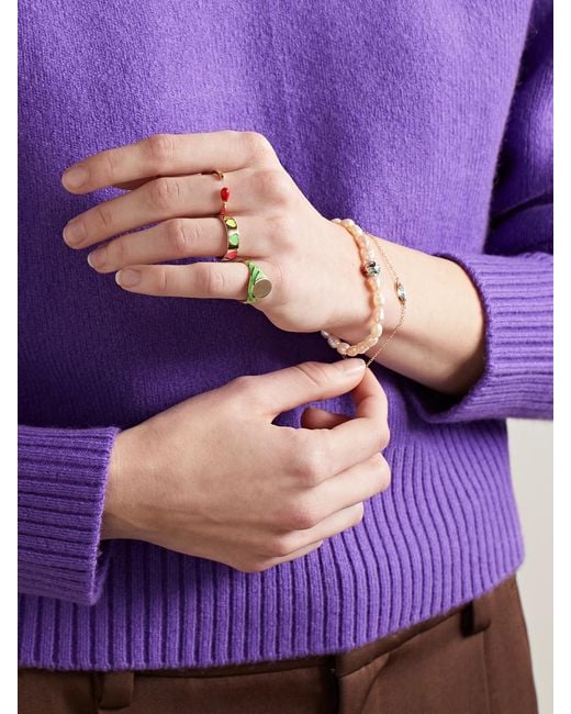 Alison Lou Red Match Stack 14-Karat And Enamel Ring