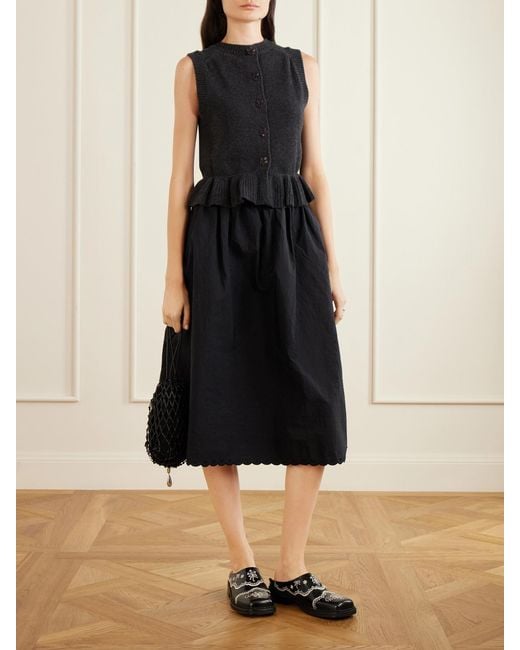 CECILIE BAHNSEN Blue Ruffled Cashmere And Wool-Blend Sweater Vest