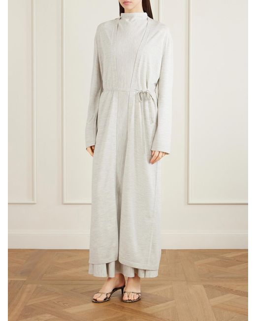 Khaite White Alek Belted Merino Wool Cardigan