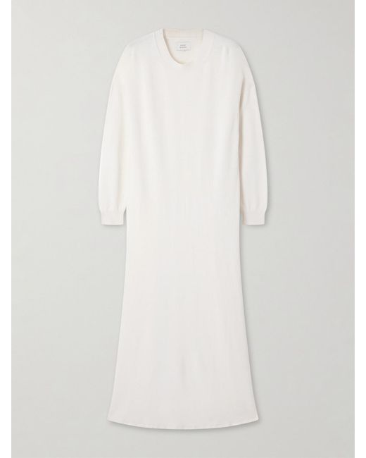 Loulou de Saison White Lucy Silk And Linen-Blend Maxi Dress