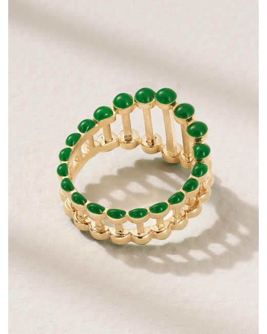L'Atelier Nawbar Gray The Little Twiggy 18-Karat, Diamond And Enamel Ring