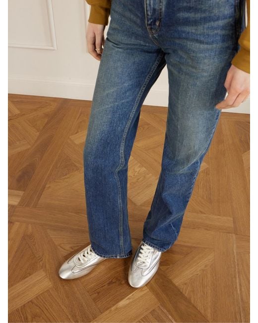 Saint Laurent Natural Lewis Metallic Leather Sneakers