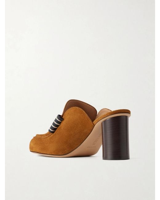 J.W. Anderson Brown Leather-Trimmed Suede Mules