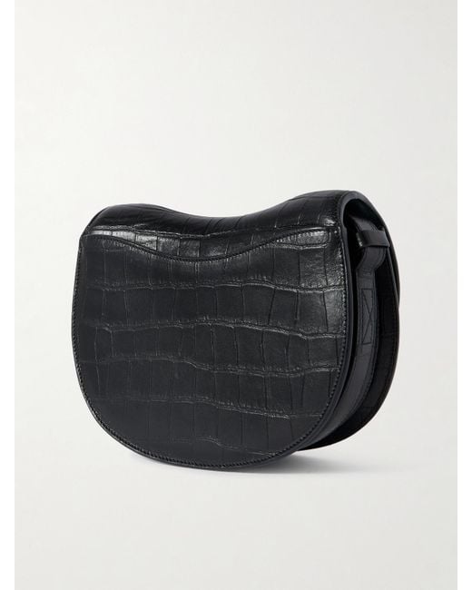 Burberry Black Croc-Effect Leather Shoulder Bag
