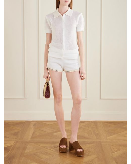 Stella McCartney White Crochet-Trimmed Cotton Shorts