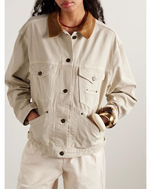 Isabel Marant Natural Petunia Leather-Trimmed Organic Cotton And Hemp-Blend Twill Jacket