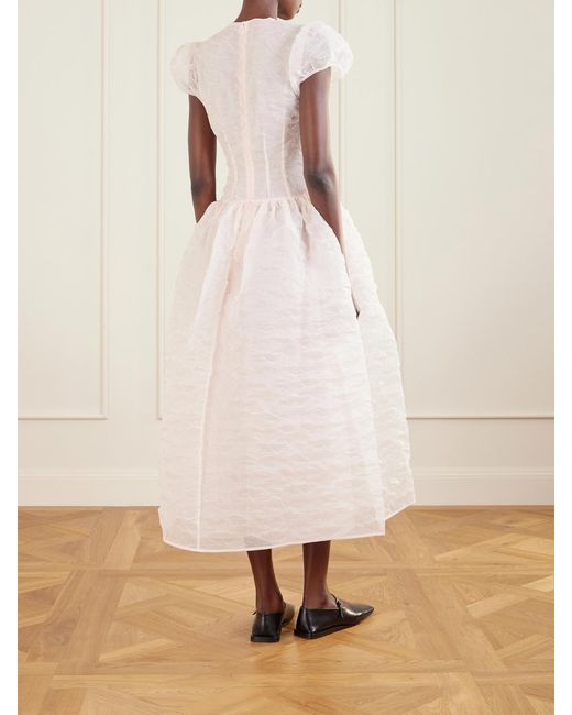 CECILIE BAHNSEN Pink Cleopatra Matelassé Organza Midi Dress