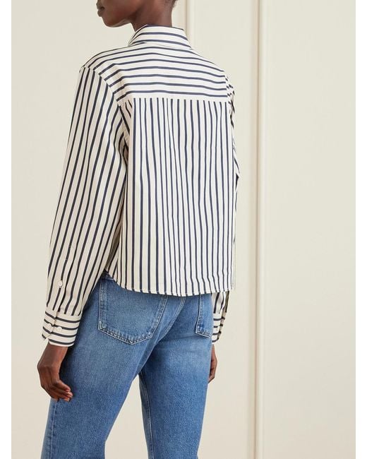 Anine Bing Black Essie Striped Cotton-Poplin Shirt