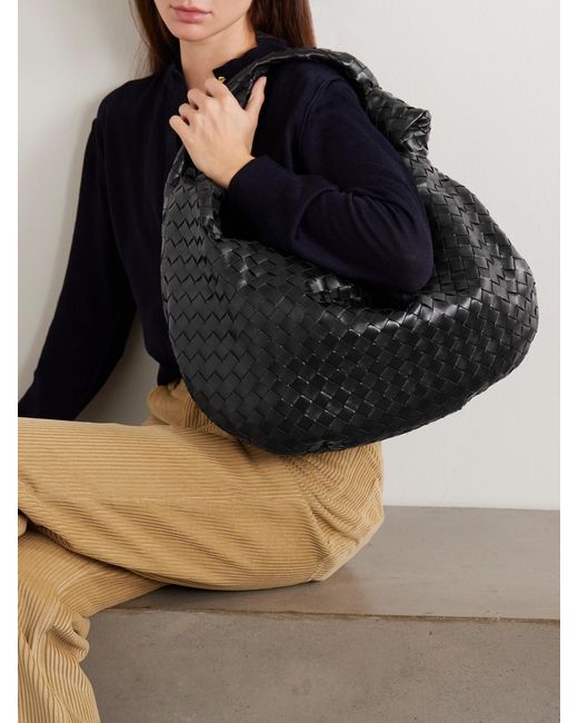 Bottega Veneta Black Jodie Medium Intrecciato Leather Tote
