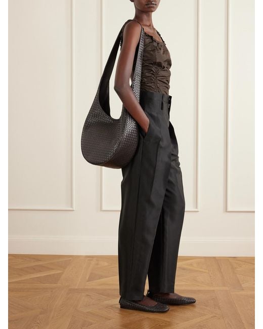 Bottega Veneta Black Ovetto Intrecciato Leather Shoulder Bag