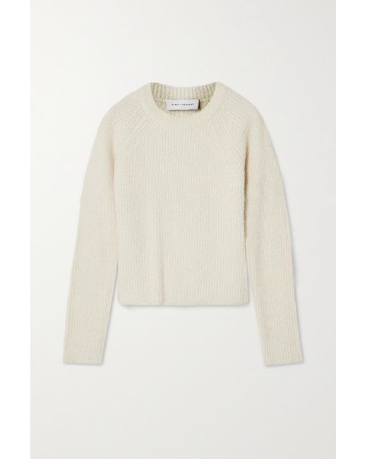 NINETY PERCENT White + Net Sustain Cropped Ribbed Organic Cotton-bouclé Sweater