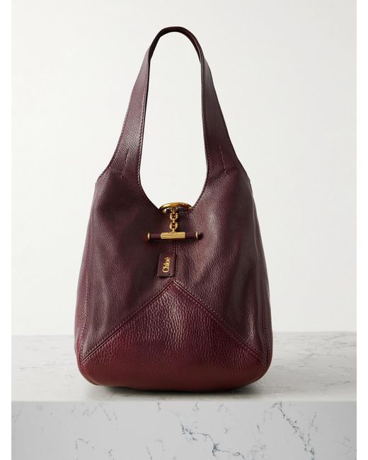 Chloé Purple Balloon Paneled Textured-Leather Tote