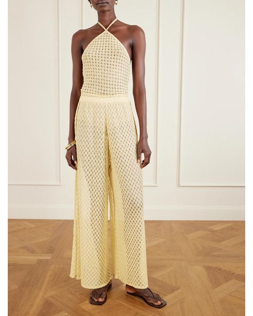 Missoni Natural Mare Cropped Metallic Crochet-Knit Halterneck Top