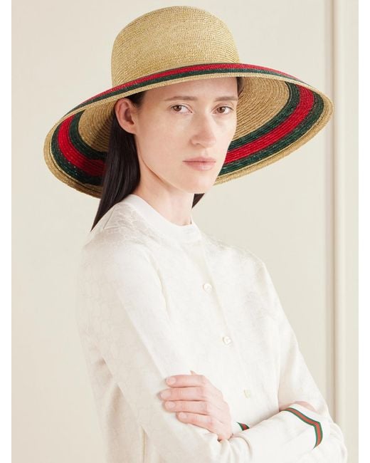 Gucci Natural Beverlie Striped Straw Hat