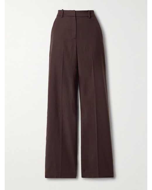 Jonathan Simkhai Brown Tavar Wool Wide-Leg Pants