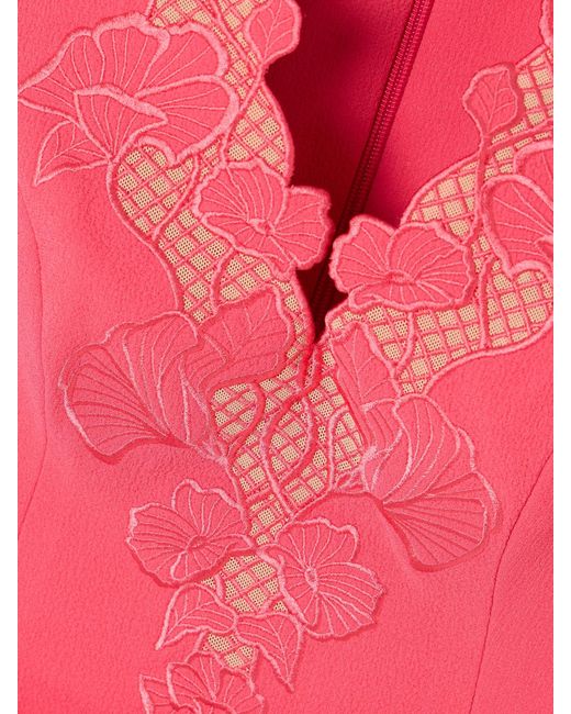 Rebecca Vallance Pink Lulu Belted Lace-Trimmed Cady Mini Dress