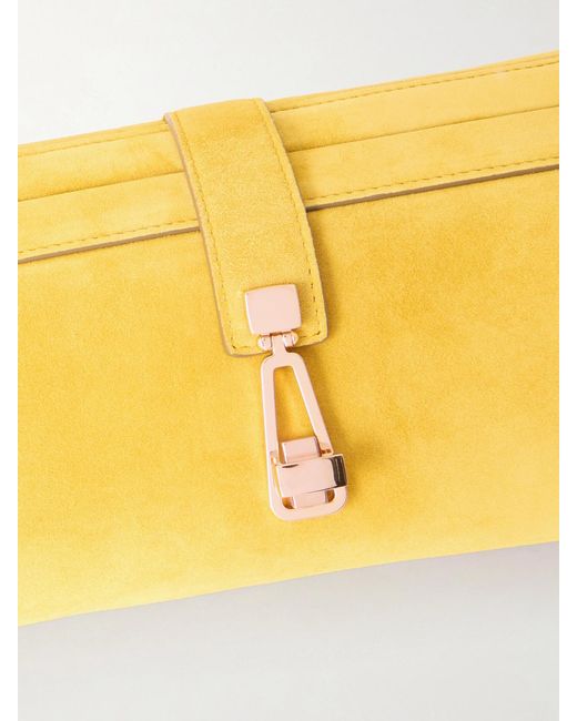 Gabriela Hearst Yellow Paola Embellished Suede Clutch