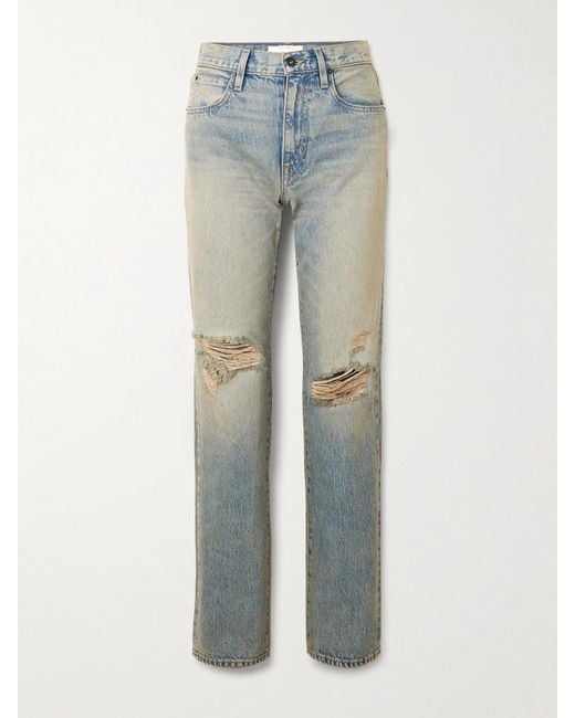 SLVRLAKE Denim Blue Sophie Long Mid-Rise Straight-Leg Jeans
