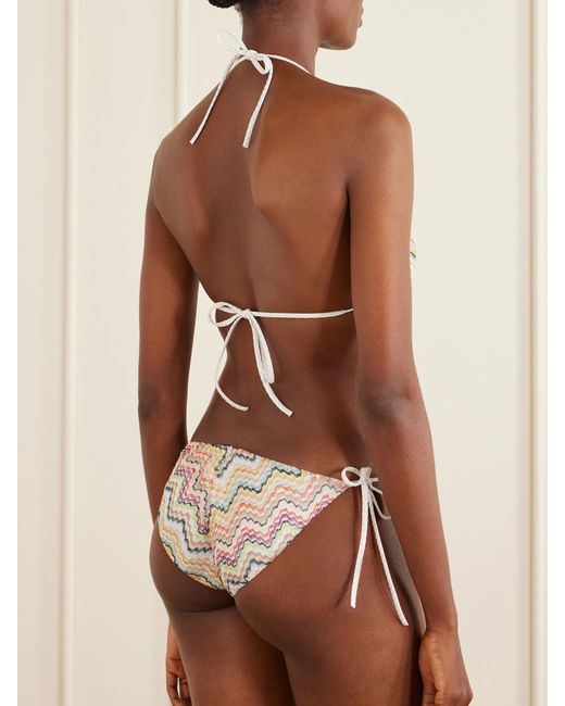 Missoni White Striped Crochet-Knit Halterneck Swimsuit