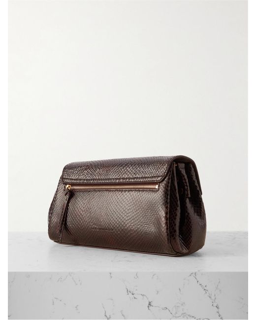 Dries Van Noten Brown Schultertasche Aus Leder Mit Schlangeneffekt