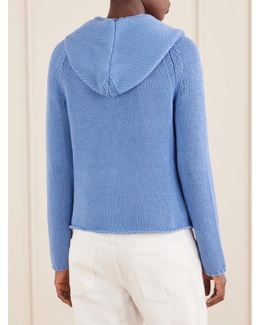 Still Here Blue Bear Knitted Cotton Zip-Up Hoodie