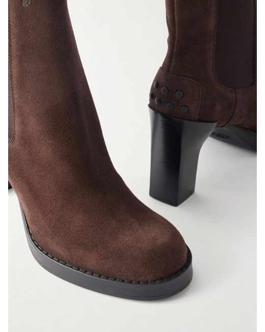 Tod's Brown Tronchetto Elastico 80 Suede Ankle Boots